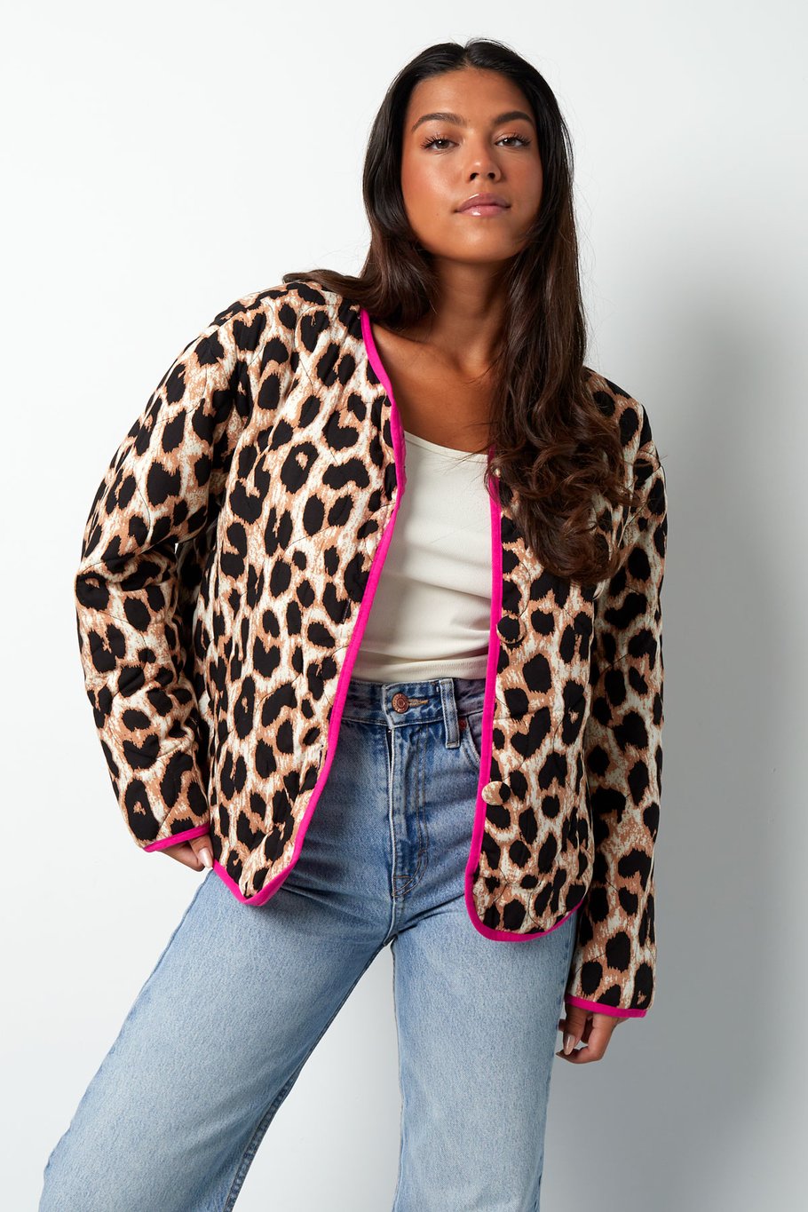 Jacket with leopard print - pink Picture2